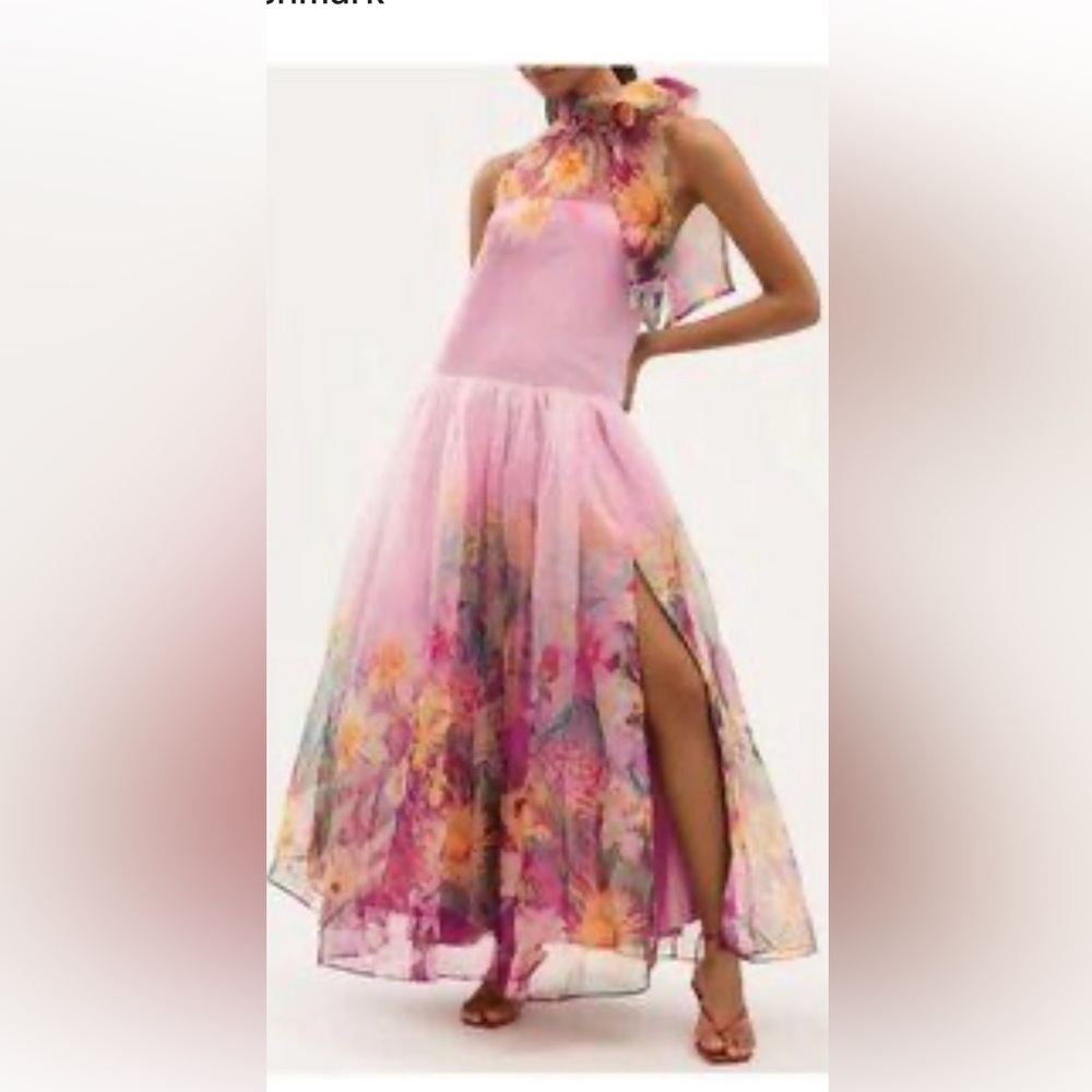 Anthropologie BHLDN Pink Floral Maxi Dress with Halter Neck - Picture 2 of 9